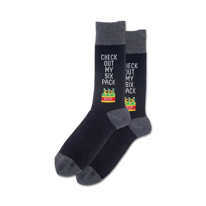 Check Out My 6 Pack- Men's Crew Socks