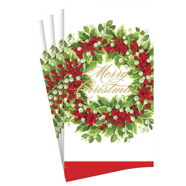 Holly and Berry Wreath Merry Christmas Paper Guest Towel Napkins J.A