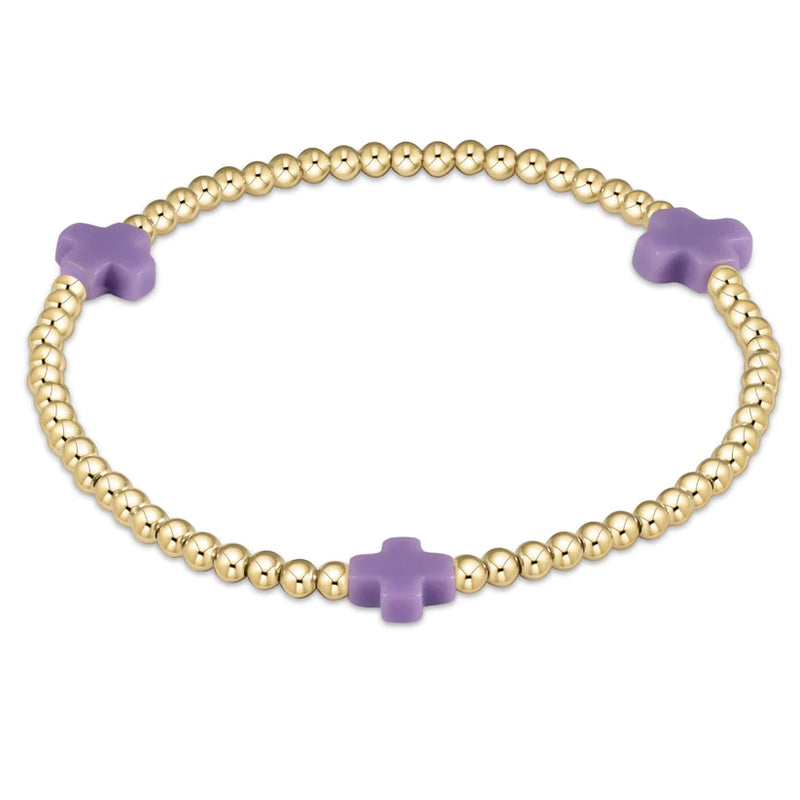 egirl Signature Cross Gold Pattern 3mm Bead Bracelet - Purple