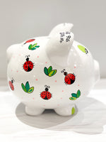 Hand-Painted Personalized Piggy Bank - Ladybugs *TEMPORARILY UNAVAILABLE - See description for details