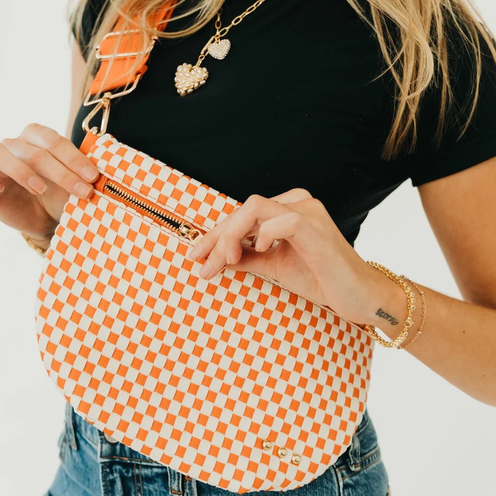 Westlyn Woven Bum Bag in Checkered Orange | Pretty Simple | J.A.
