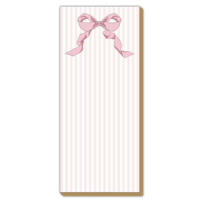 Blush Bow on Stripe - Luxe Skinny Notepad