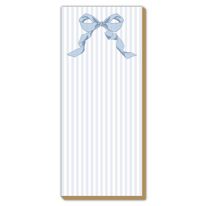 French Blue Bow on Stripe - Luxe Skinny Notepad