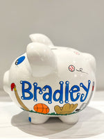 Hand-Painted Personalized Piggy Bank - Sports *TEMPORARILY UNAVAILABLE - See description for details