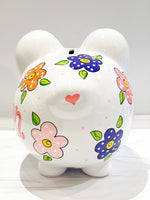 Hand-Painted Personalized Piggy Bank - Spring Flowers *TEMPORARILY UNAVAILABLE - See description for details