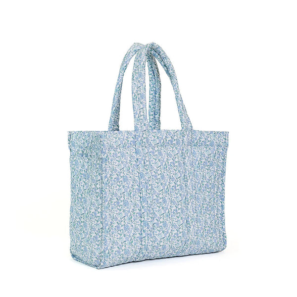 Quilted Go Go Tote- Chambray Stripe