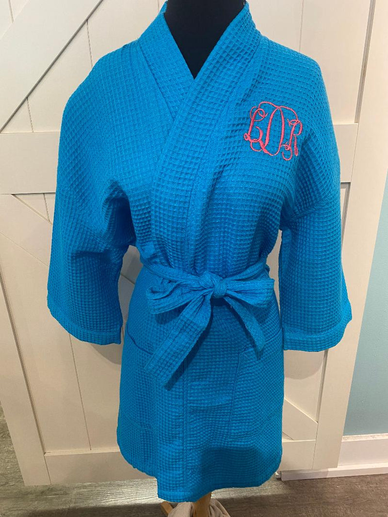Turquoise Waffle Robe - Personalization Included