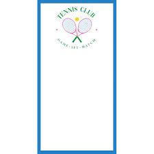 Tennis Club List 4.25 X 8.5 Notepad