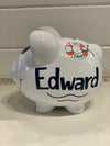 Hand-Painted Personalized Piggy Bank - Nautical *TEMPORARILY UNAVAILABLE - See description for details