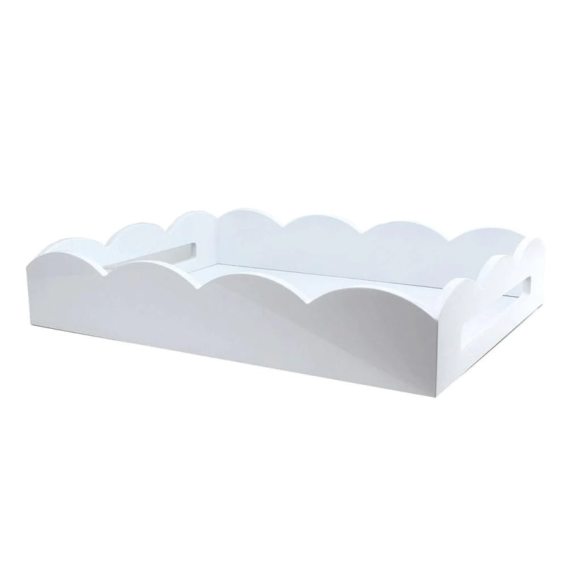 White 17x13 Scalloped Tray - Personalization Temporarily Unavailable (see description for details)