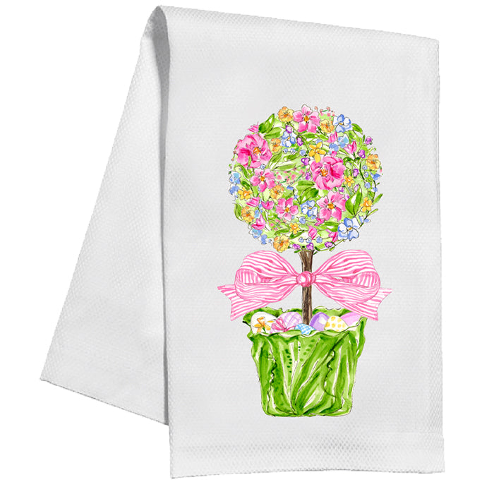 Spring Floral Topiary in Cabbage Pot - Kitchen Towel