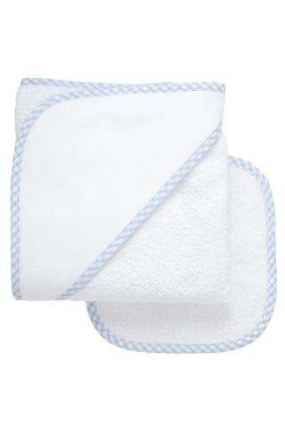 Blue Check Box Hooded Towel Set (Personalization Included)