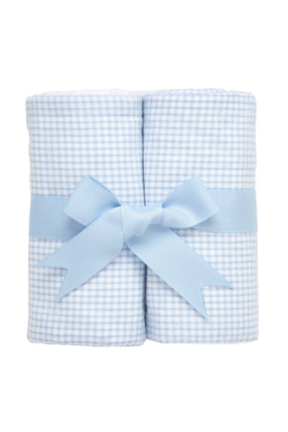 Blue Check Set of 2 Burp Cloths (Personalization Included)