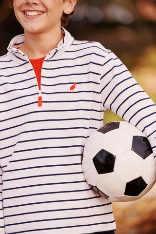 The Beaufort Bonnet Company - Hayword Half Zip - Nantucket Navy Stripe