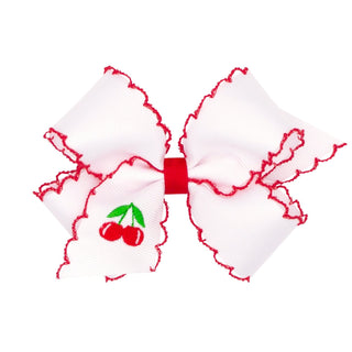 White w/ Cherries Med Bow - J.A. Whitney