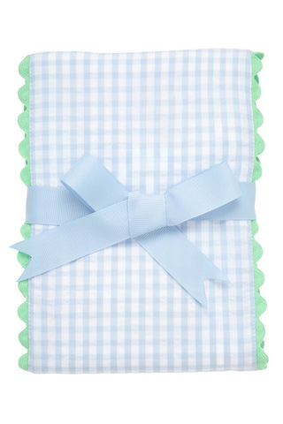 Blue Big Check w/ Green Trim Fancy Burp (Personalization Included) - J.A. Whitney