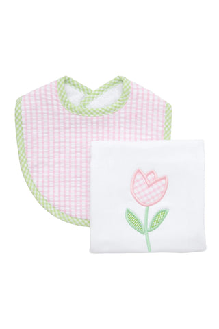 Tulip Box Set: Burp Cloth & Bib (Personalization Included)