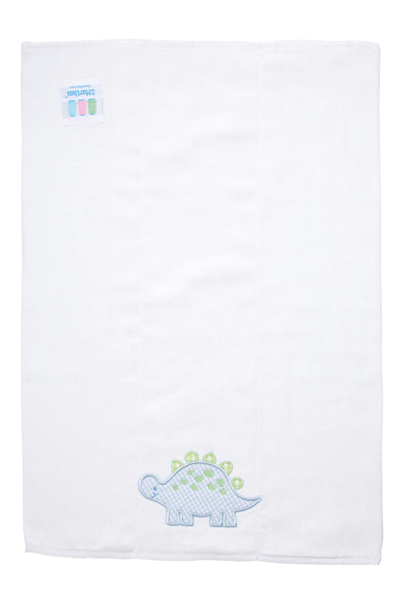 Blue Dino Applique Burp Cloth (Personalization Included)
