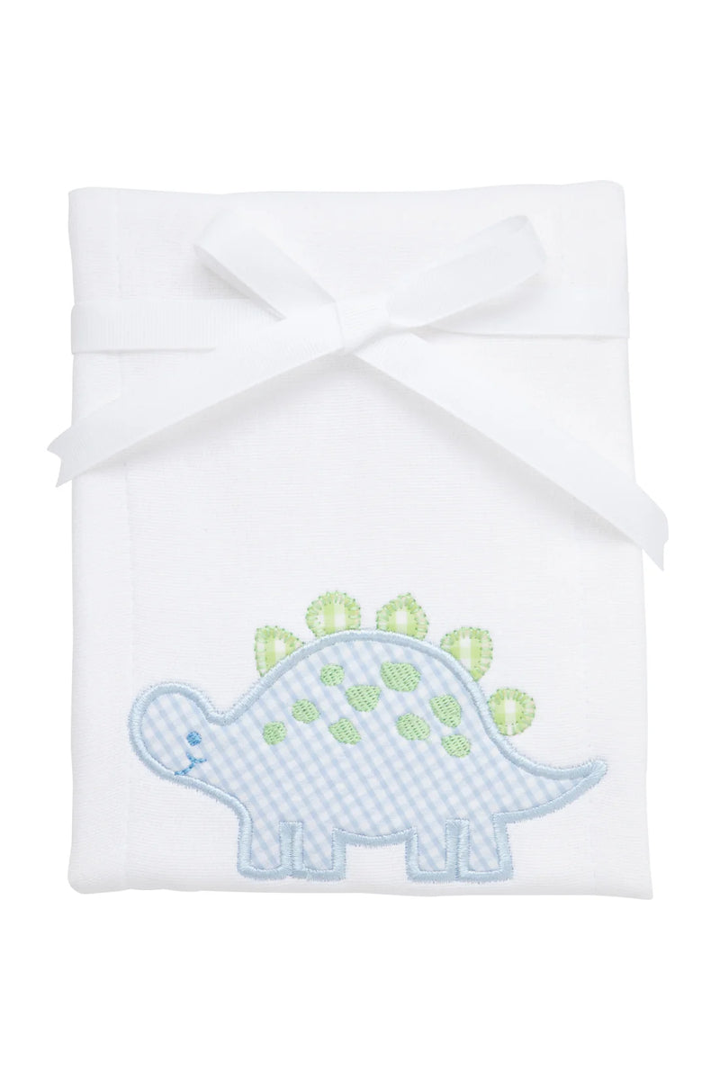 Blue Dino Applique Burp Cloth (Personalization Included)