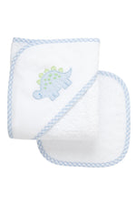 Blue Dino Box Hooded Towel Set (Personalization Included)
