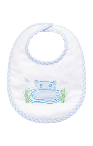 Blue Hippo Applique Bib (Personalization Included) - J.A. Whitney