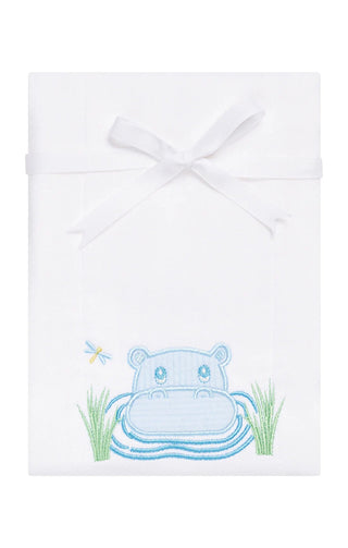 Blue Hippo Applique Burp Cloth (Personalization Included) - J.A. Whitney