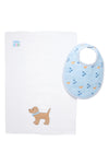 Blue Lab Puppy Box Set: Burp Pad & Bib (Personalization Included)