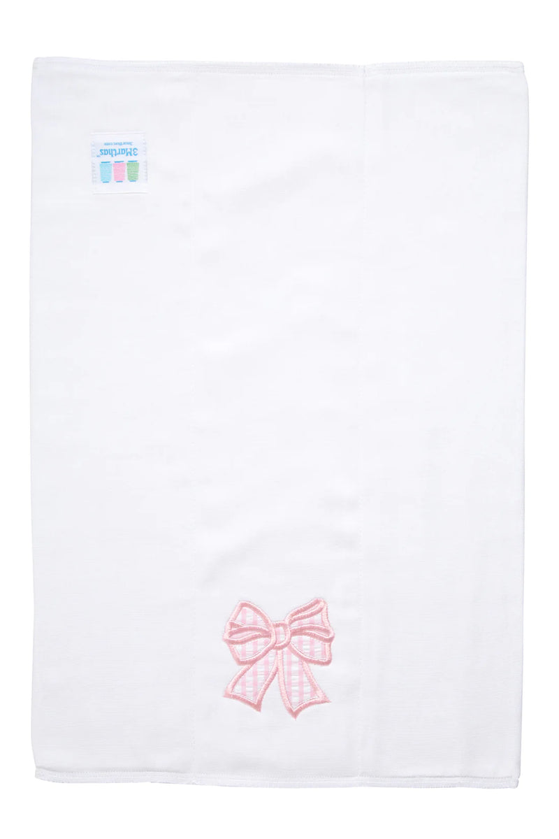 Pink Bow Applique Burp Cloth (Personalization Included)