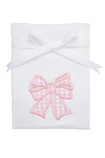 Pink Bow Applique Burp Cloth (Personalization Included)