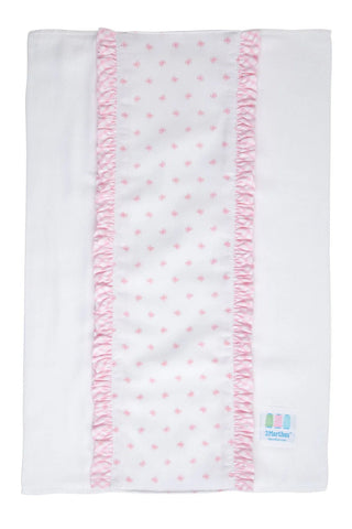 Pink Bow Fancy Fabric Burp Cloth (Personalization Included) - J.A. Whitney