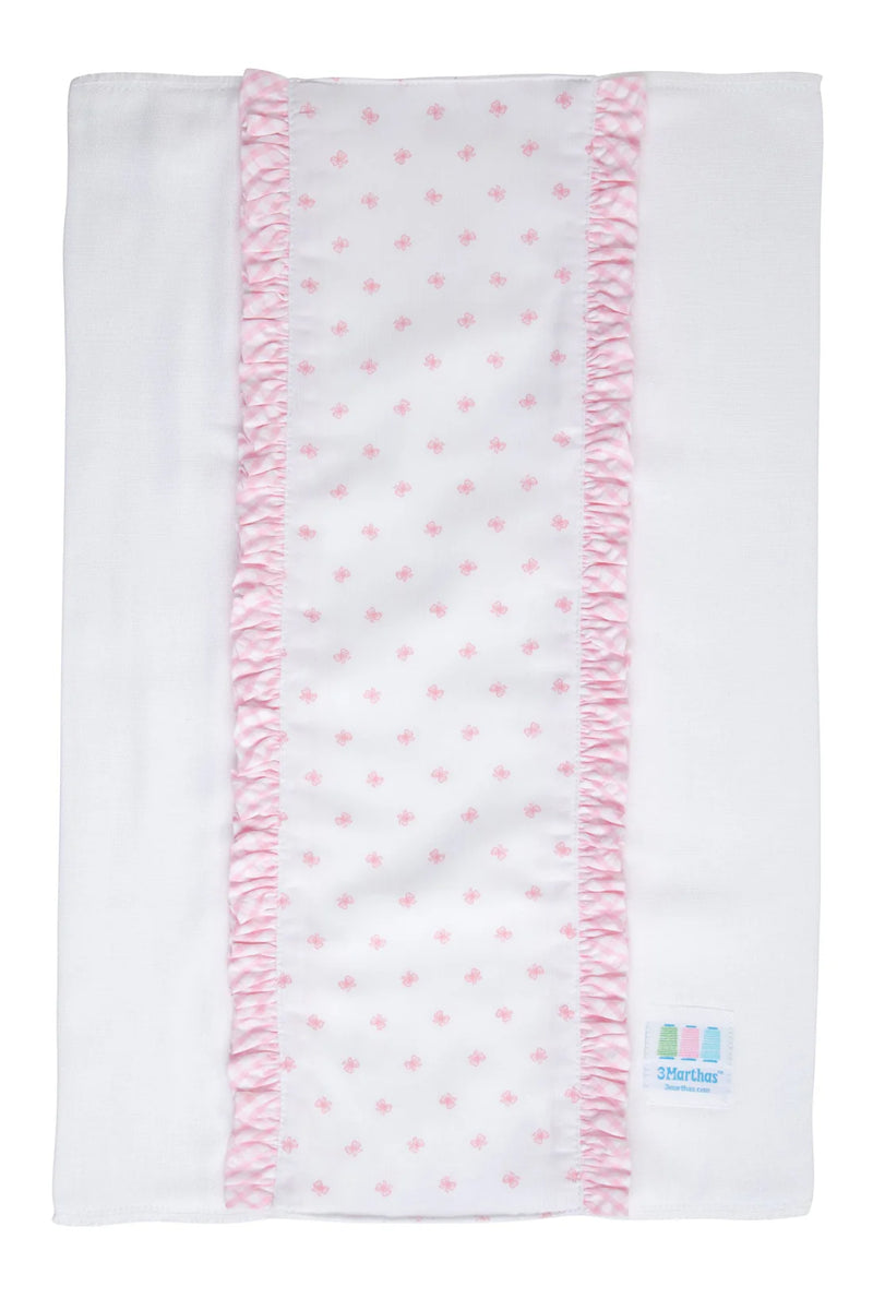 Pink Bow Fancy Fabric Burp (Personalization Included)