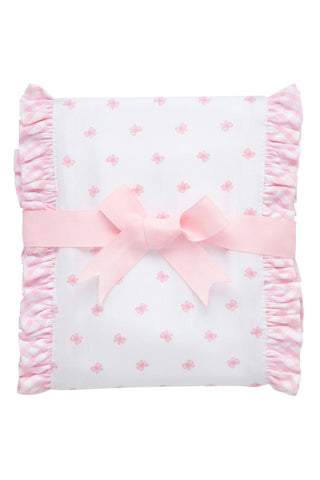 Pink Bow Fancy Fabric Burp Cloth (Personalization Included) - J.A. Whitney