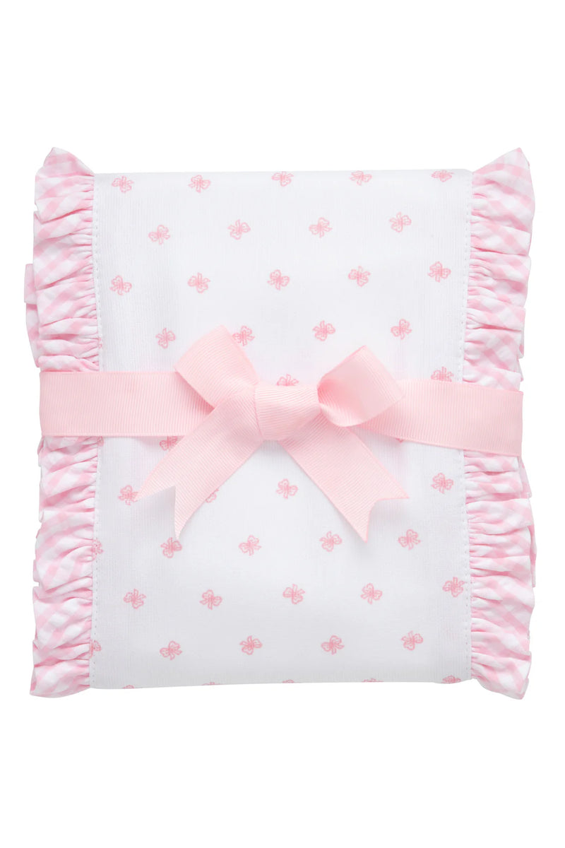 Pink Bow Fancy Fabric Burp (Personalization Included)