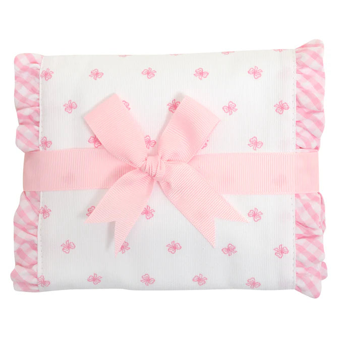 Pink Bow Fancy Fabric Burp (Personalization Included)