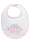 Pink Dino Applique Bib (Personalization Included)