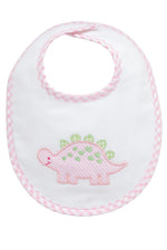 Pink Dino Applique Bib (Personalization Included)