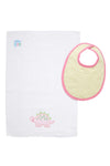Pink Dino Box Set: Burp Pad & Bib (Personalization Included)