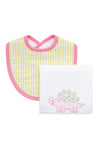 Pink Dino Box Set: Burp Pad & Bib (Personalization Included)