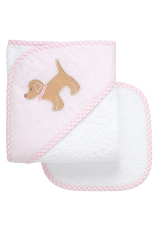 Pink Lab Puppy Box Hooded Towel Set (Personalization Included) - J.A. Whitney