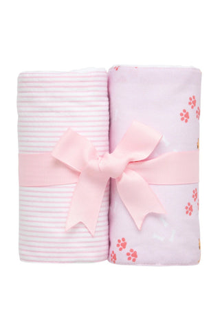 Pink Lab Puppy Set of 2 Burp Cloths (Personalization Included) - J.A. Whitney