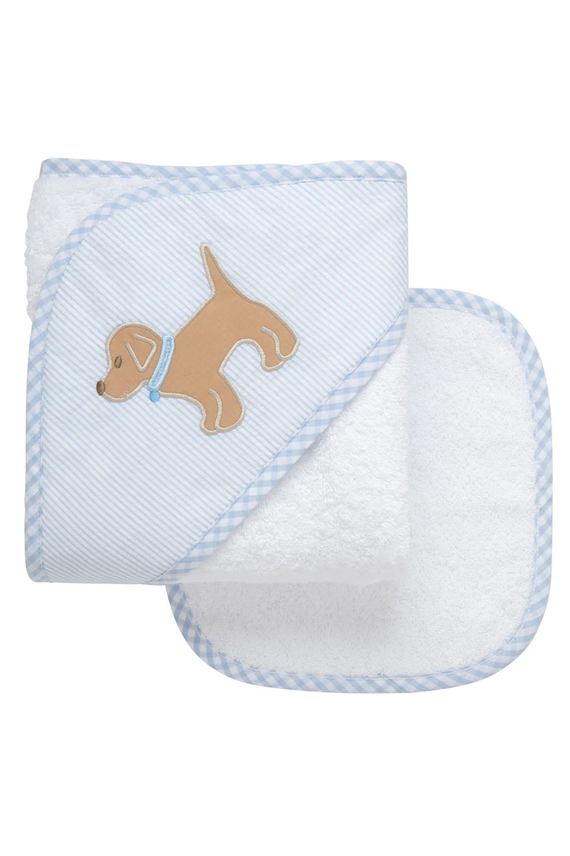 Blue Lab Puppy Box Hooded Towel Set (Personalization Included)