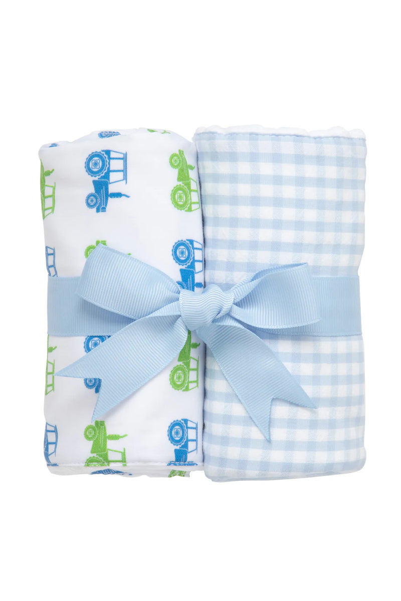 Tractor Set of 2 Fabric Burps (Personalization Included)