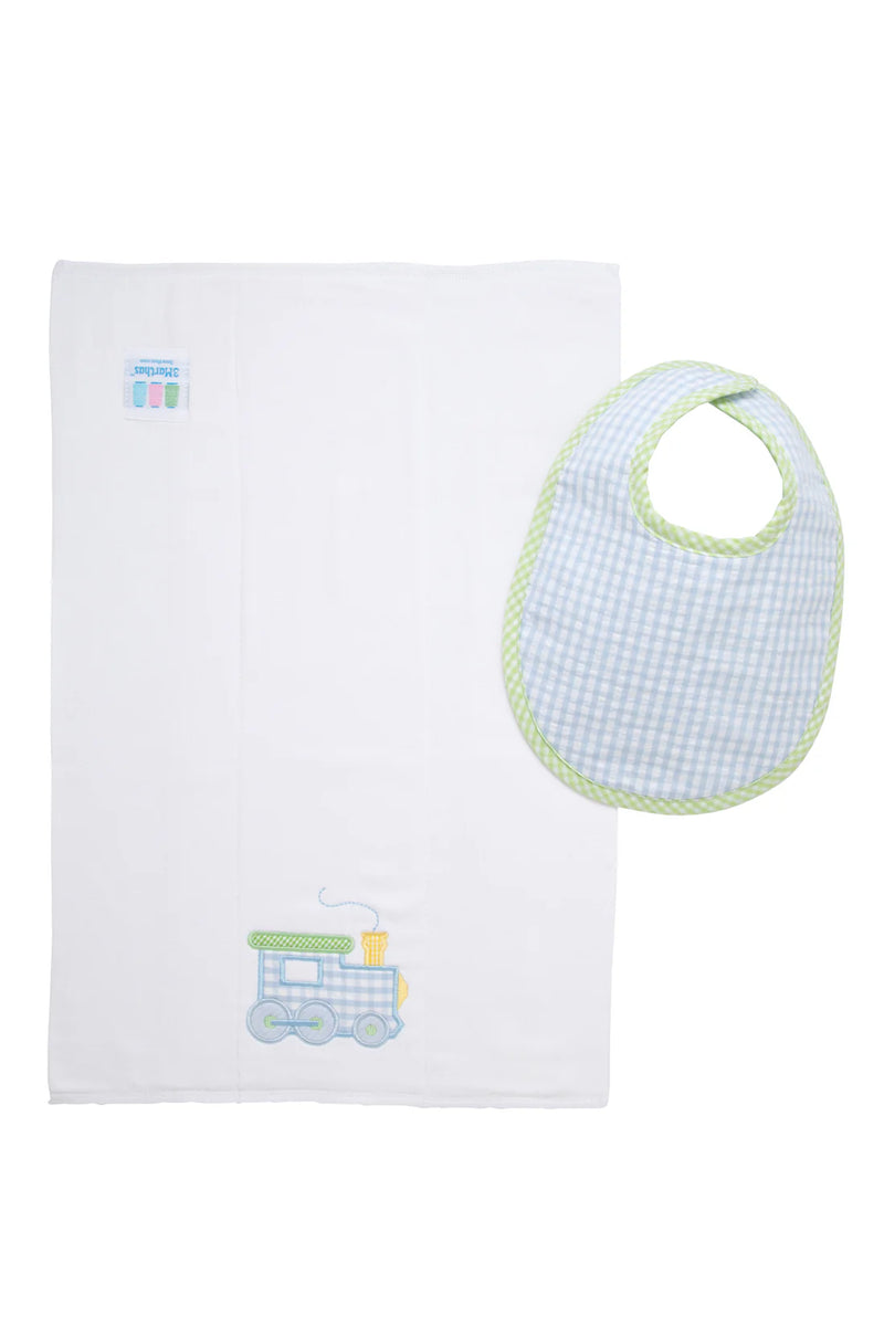 Train Box Set: Burp Pad & Bib  (Personalization Included)
