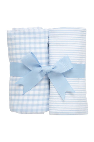 Blue Basics Set of 2 Burp Cloths (Personalization Included)