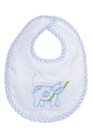 Blue Cow Applique Bib (Personalization Included) - J.A. Whitney