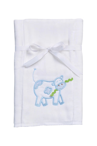 Blue Cow Burp Cloth (Personalization Included) - J.A. Whitney