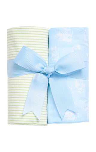 Blue Cow Set of 2 Burp Cloths (Personalization Included) - J.A. Whitney
