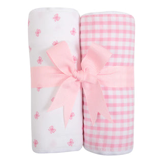 Pink Bow Set of 2 Burp Cloths (Personalization Included)