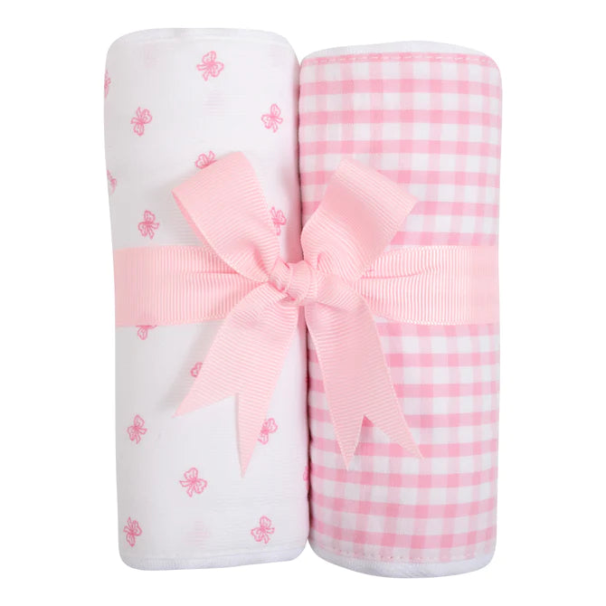 Pink Bow Set of 2 Burps (Personalization Included)