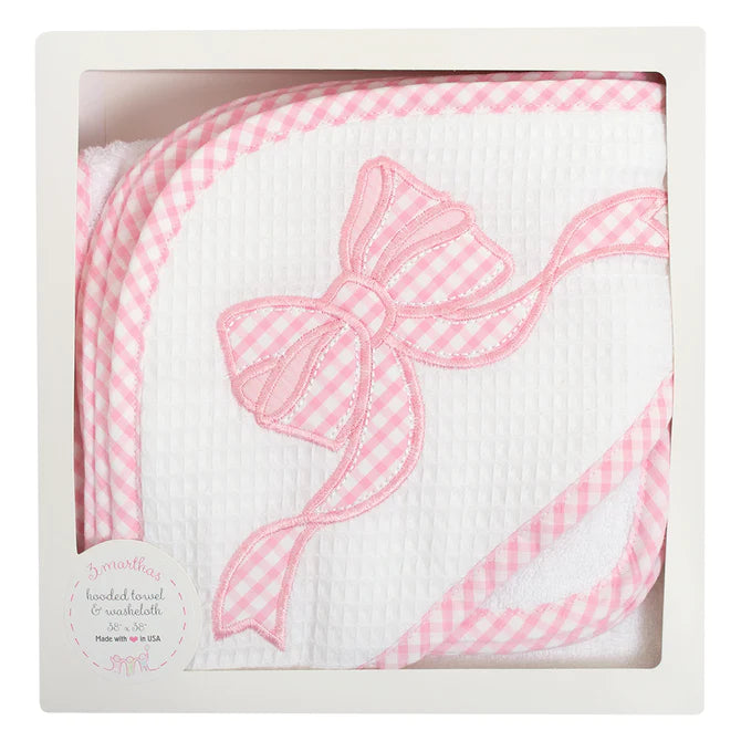 Pink Bow Box Hooded Towel Set (Personalization Included)